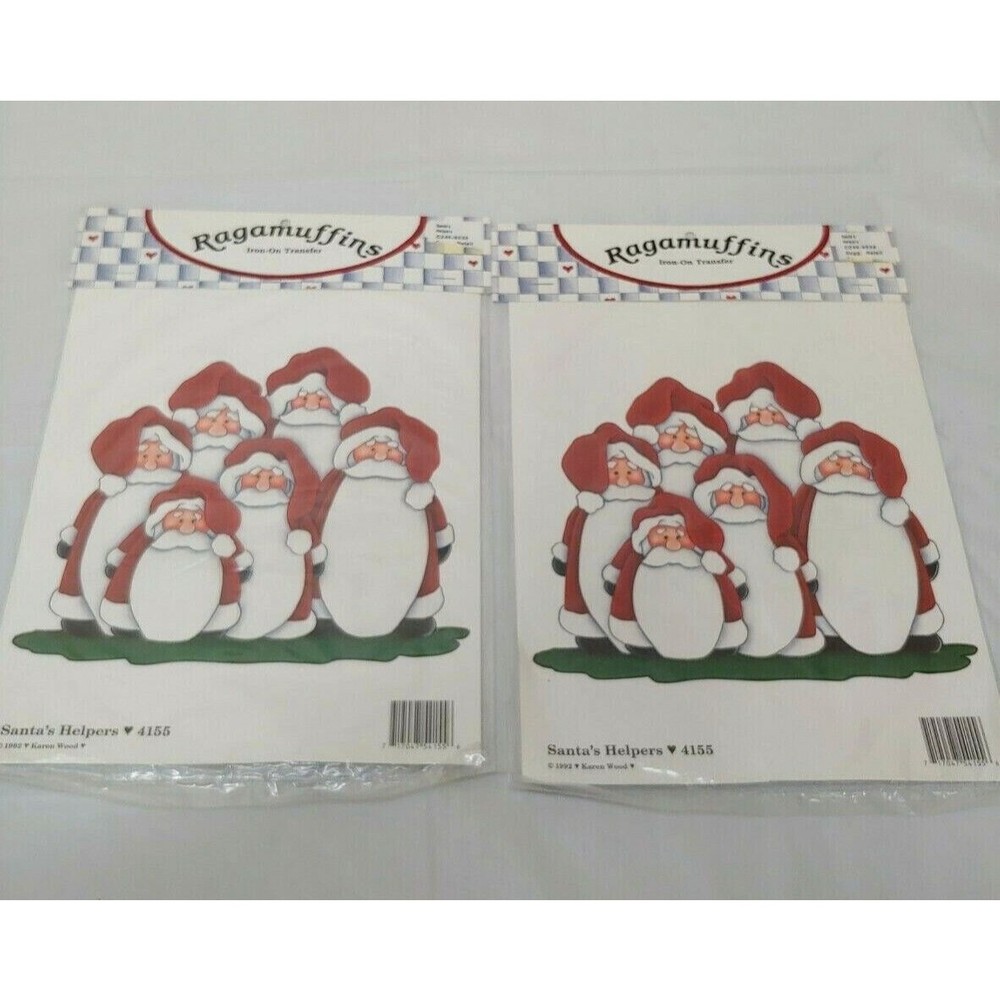 Vtg Ragamuffins Iron On Transfer Santas Helpers 1992 Karen Wood Christmas